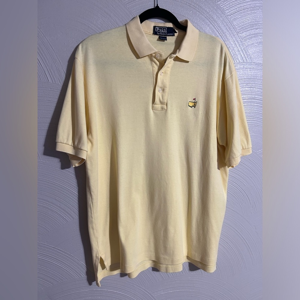 Polo Ralph Lauren Mens Size Large US Open Logo Short Sleeve Polo Yellow
